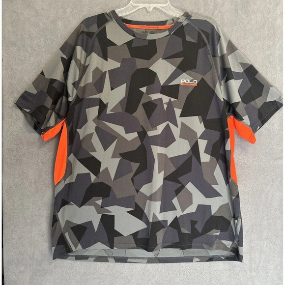 Polo Sport Performance Ralph Lauren Men's 1XB Gray Orange Short Sleeve T-Shirt - Picture 1 of 7